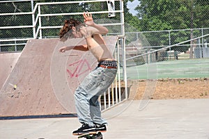 Skateboarder on Rail