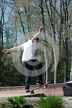 Skateboarder on a Rail