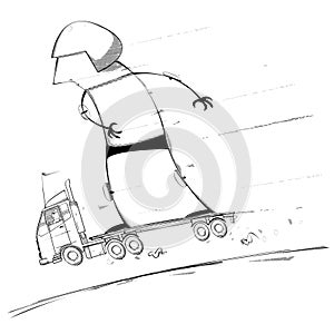 Skateboarder riding a speedy lorry