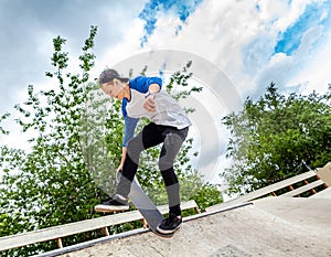 Skateboarder in the skatepark