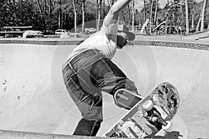 Skateboarder Skating a Bowl