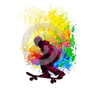 Skateboarding background. Extreme sports illustration with guy skater