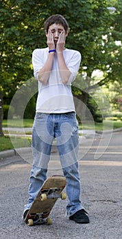 Skateboarding boy