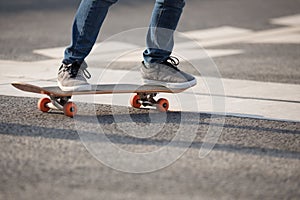 Skateboarding on city