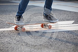 Skateboarding on city