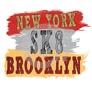 Skateboarding city art. Street graphic style SK8. New York.