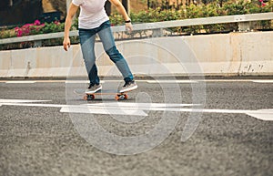 Skateboarding on city street