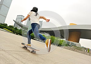 Skateboarding at city