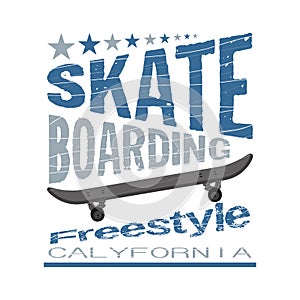 Skateboarding clohting, t-shirt T-shirt inscription, typography graphic design photo