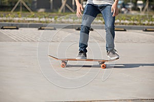 Skateboarding on parking lot