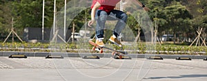 Skateboarding on parking lot