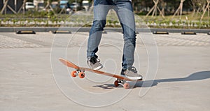 Skateboarding on parking lot