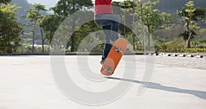 Skateboarding on parking lot