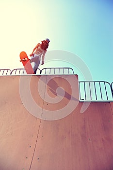 Skateboarding at skatepark