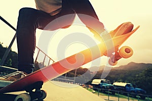 Skateboarding at skatepark