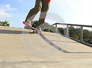 Skateboarding at skatepark