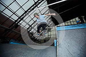 Skateboarding on stadium