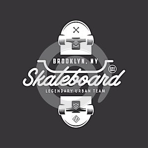 Skateboarding t-shirt design. Vector vintage illustration. photo