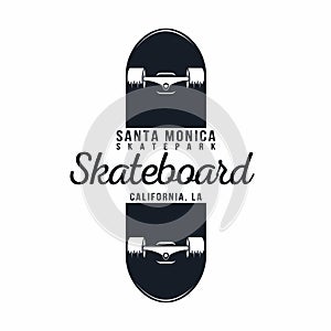 Skateboarding t shirt graphic. Urban skating. Santa Monica, California skatepark. Vintage tee graphic photo