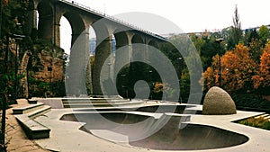 Skatepark Peitruss located in the Peitruss Valley of Luxembourg City.