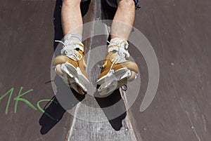 Skater in aggressive in-line rollerblades