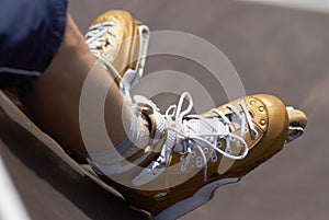 Skater in aggressive in-line rollerblades