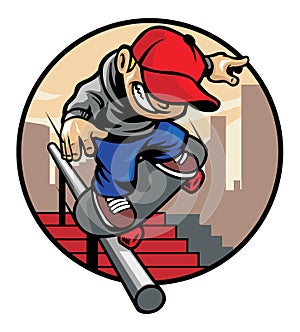 Skater boy doing trick