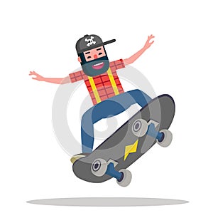 Skater boy riding skateboard Vector flat