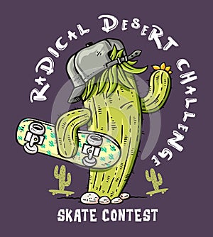 Skater Cactus. Radical desert challenge