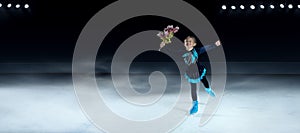 skater on dark ice arena background