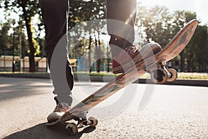 Skater make olly trick exercise.