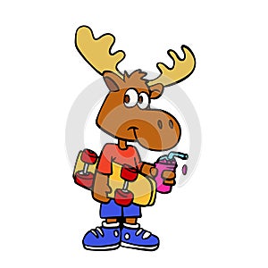 Skater moose with his skateboard