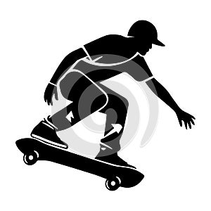 Skater silhouette isolated on white background. Skateboard. Vector illustration.