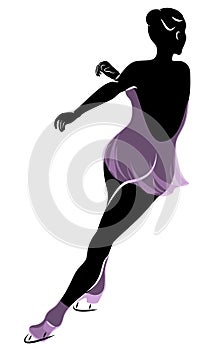 Skater skates on ice. The girl is beautiful and slender. Lady athlete, figure skater. Vector illustration