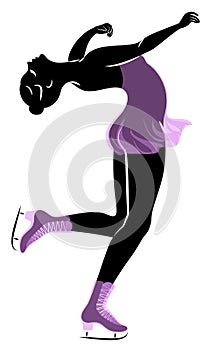 Skater skates on ice. The girl is beautiful and slender. Lady athlete, figure skater. Vector illustration