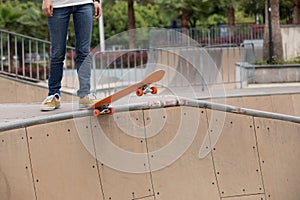 Skater skating on ramp