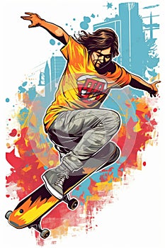 Skater vector. Colorful image. Beautiful illustration picture. Generative AI