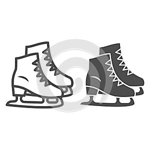 Skates line and solid icon, New Year concept, Skating sign on white background, ice skate icon in outline style for