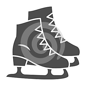 Skates solid icon, New Year concept, Skating sign on white background, ice skate icon in glyph style for mobile concept