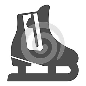 Skates solid icon, Winter season concept, Skating sign on white background, Hockey skates symbol in glyph style for