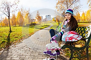 Skating in autumn park