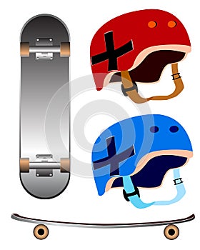 Skating board & safety helmets