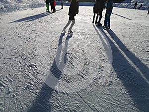 Skating on ice in sestriere Italy at holiday season