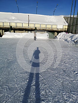 Skating on ice in sestriere Italy at holiday season