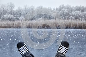 Skating on a lake