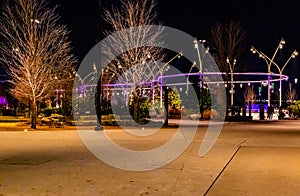 skating rink at the Heartland of America Park in the Riverfront Omaha Nebraska USA.