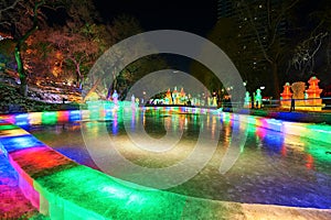 The skating rink in the park nightscape photo