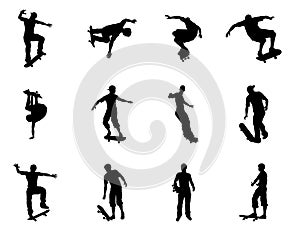 Skating skateboarder silhouettes