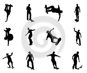 Skating skateboarder silhouettes photo