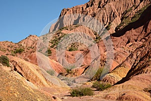 Skazka canyon landscape. Tosor village. Issyk-Kul region. Kyrgyzstan